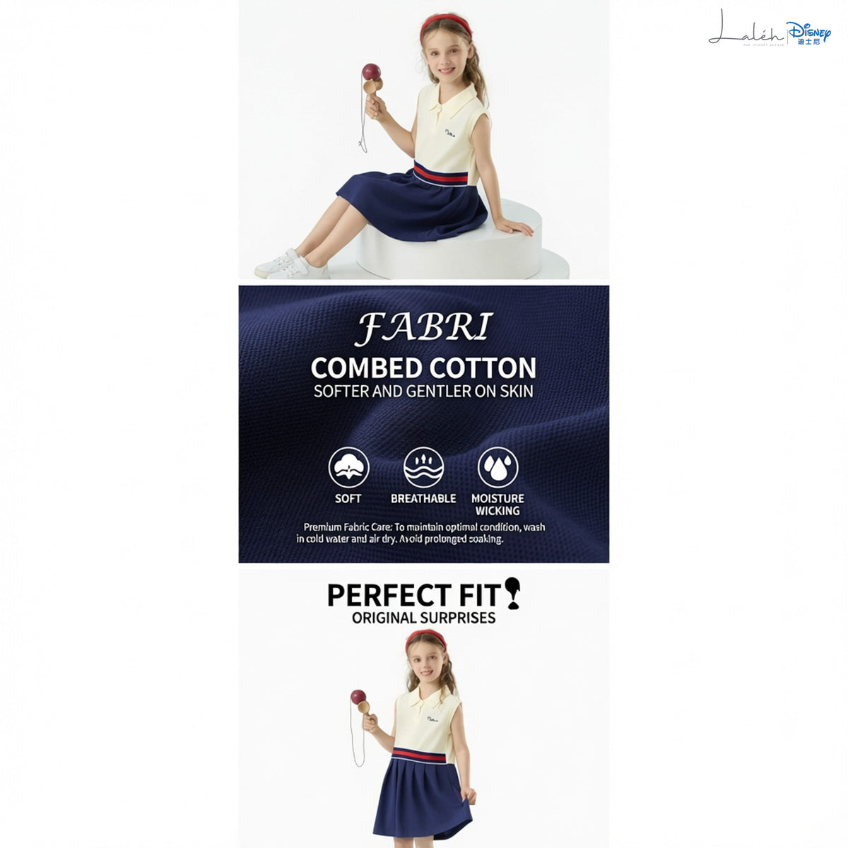 Children_s dress, summer style, girl_s elegant polo collar, collegiate style, sleeveless pleated