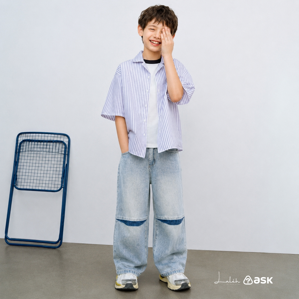 Children_s jeans, spring boys_ casual pants, vintage gradient washed straight-leg