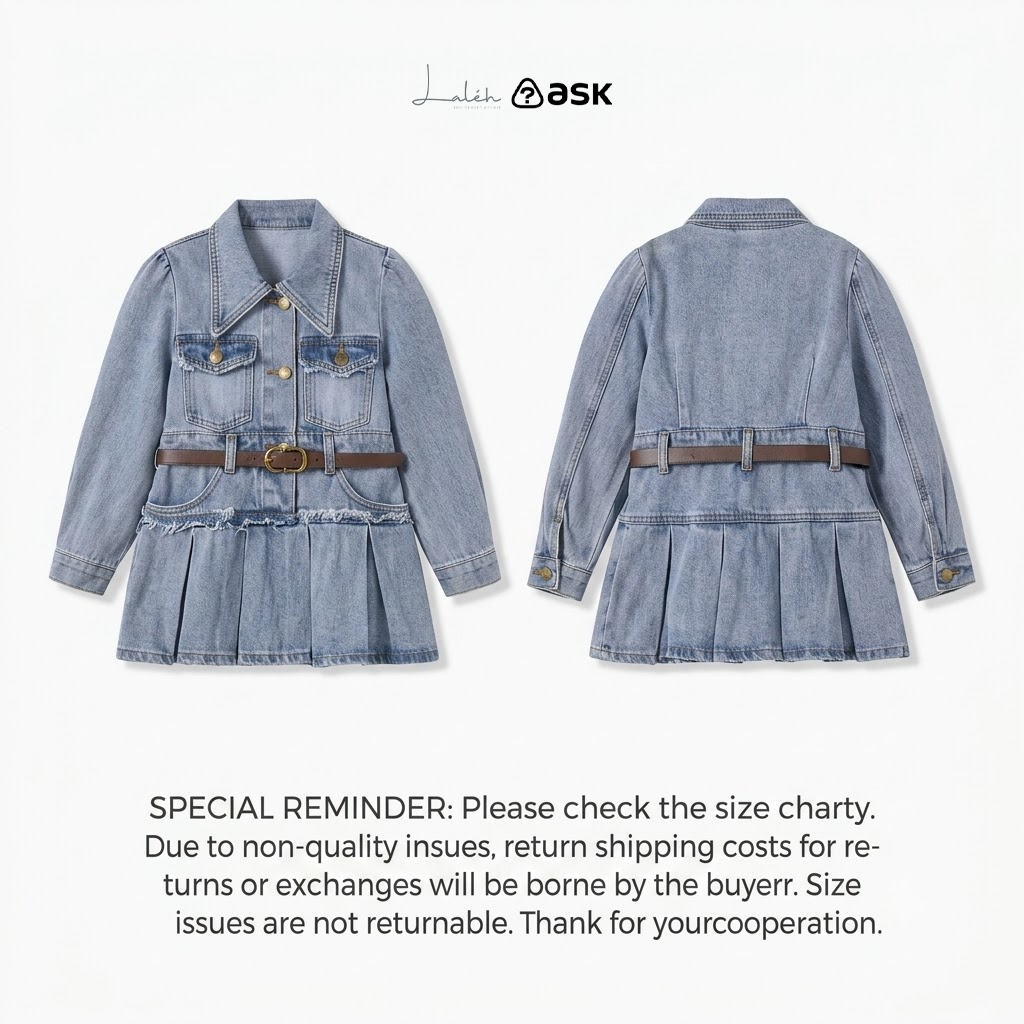 Children_s Skirt for Spring Girls, Vintage Denim