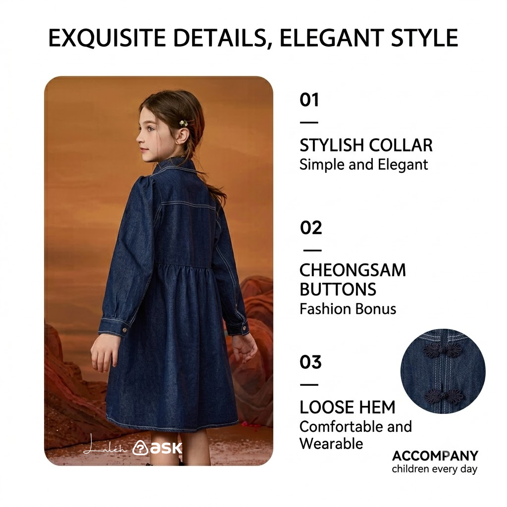 Children_s and girls_ skirts, 2026 spring national style denim dress, baby