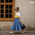[Denim Skirt] Girls_ skirt, summer cake skirt, bright line, children_s skirt, princess skirt