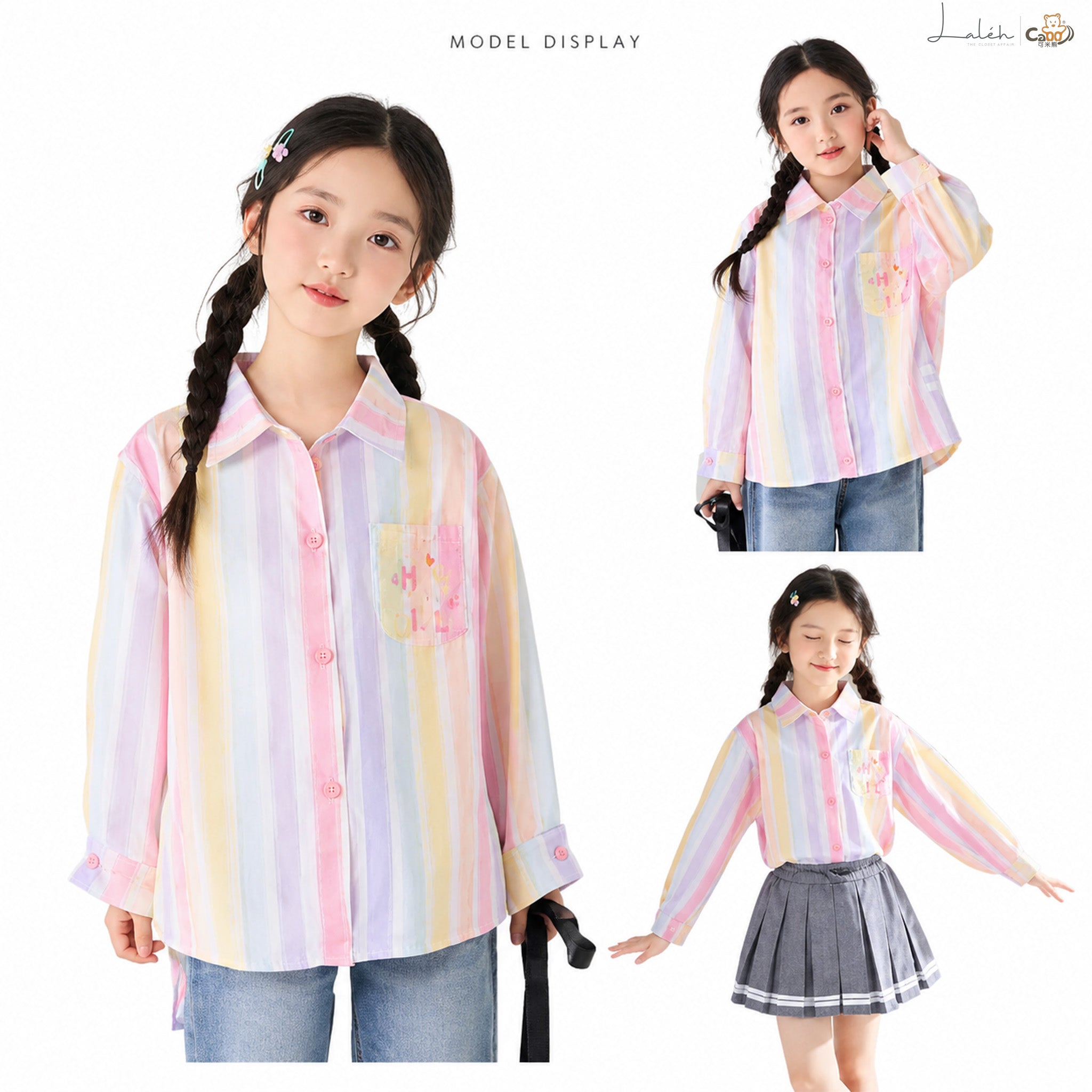 [Trendy Cool Color-Block Shirt] Children_s Fashion Autumn Versatile Shirt for Girls