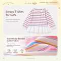 [Mid-length striped base layer] Kids_ baby girls_ sweet T-shirt, autumn