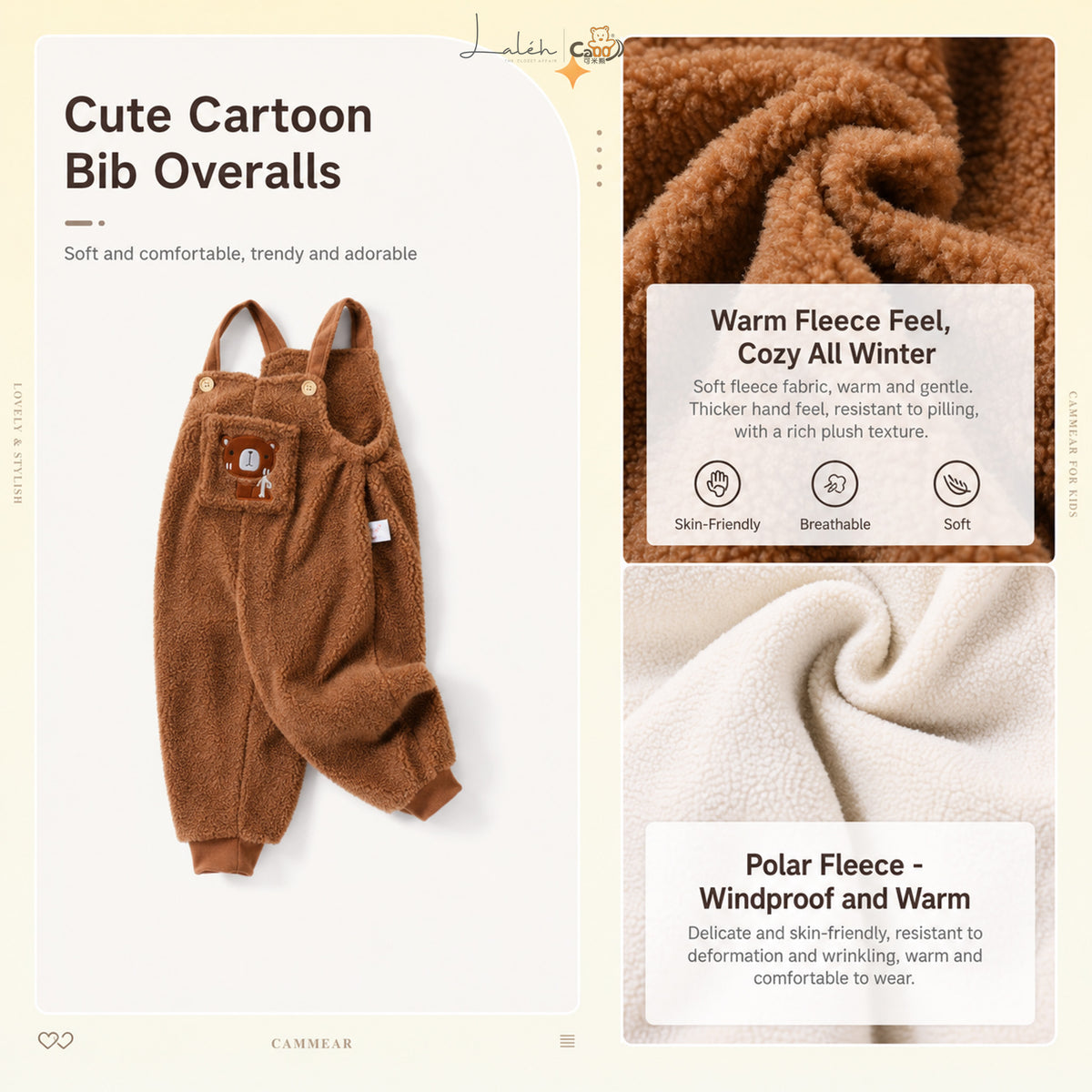 [Fleece-Lined Warm Overalls] Children_s Baby Winter Double-Sided Fleece Jumpsuit for Kids,