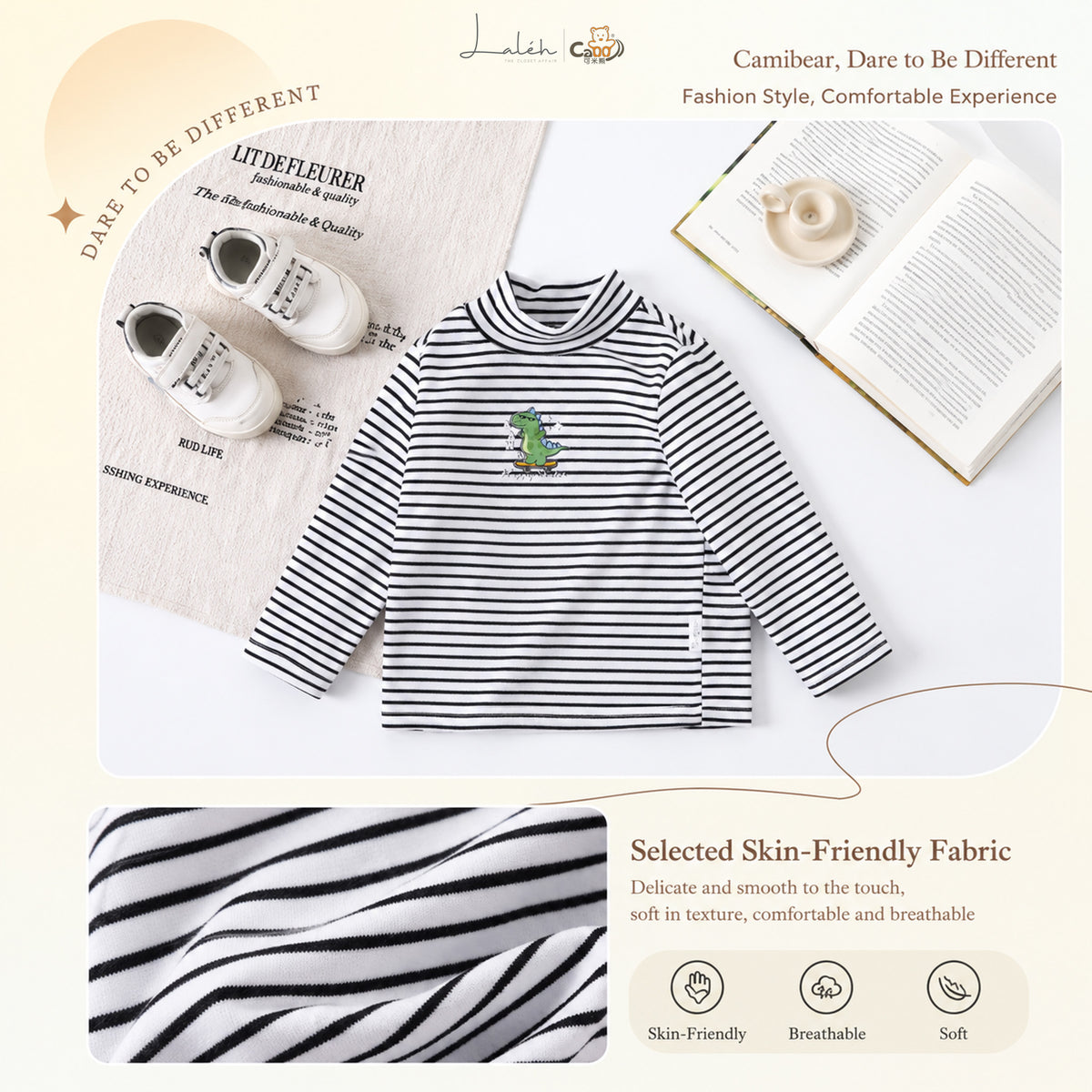 [Simple Striped Versatile Base Shirt] Children's Baby Boys' Autumn and Winter Stylish Long