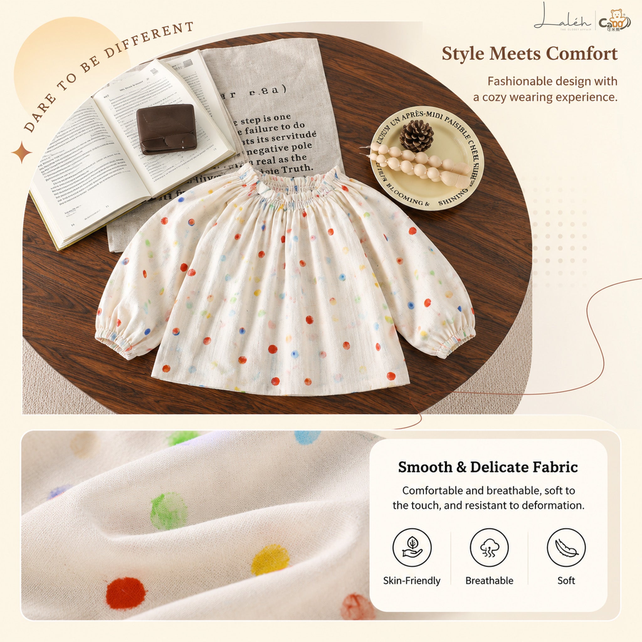 [Pastoral Time Stand Collar Shirt] Children_s Baby Girls_ Autumn New Trendy Colorful Polka Dot Versatile Shirt Trendy