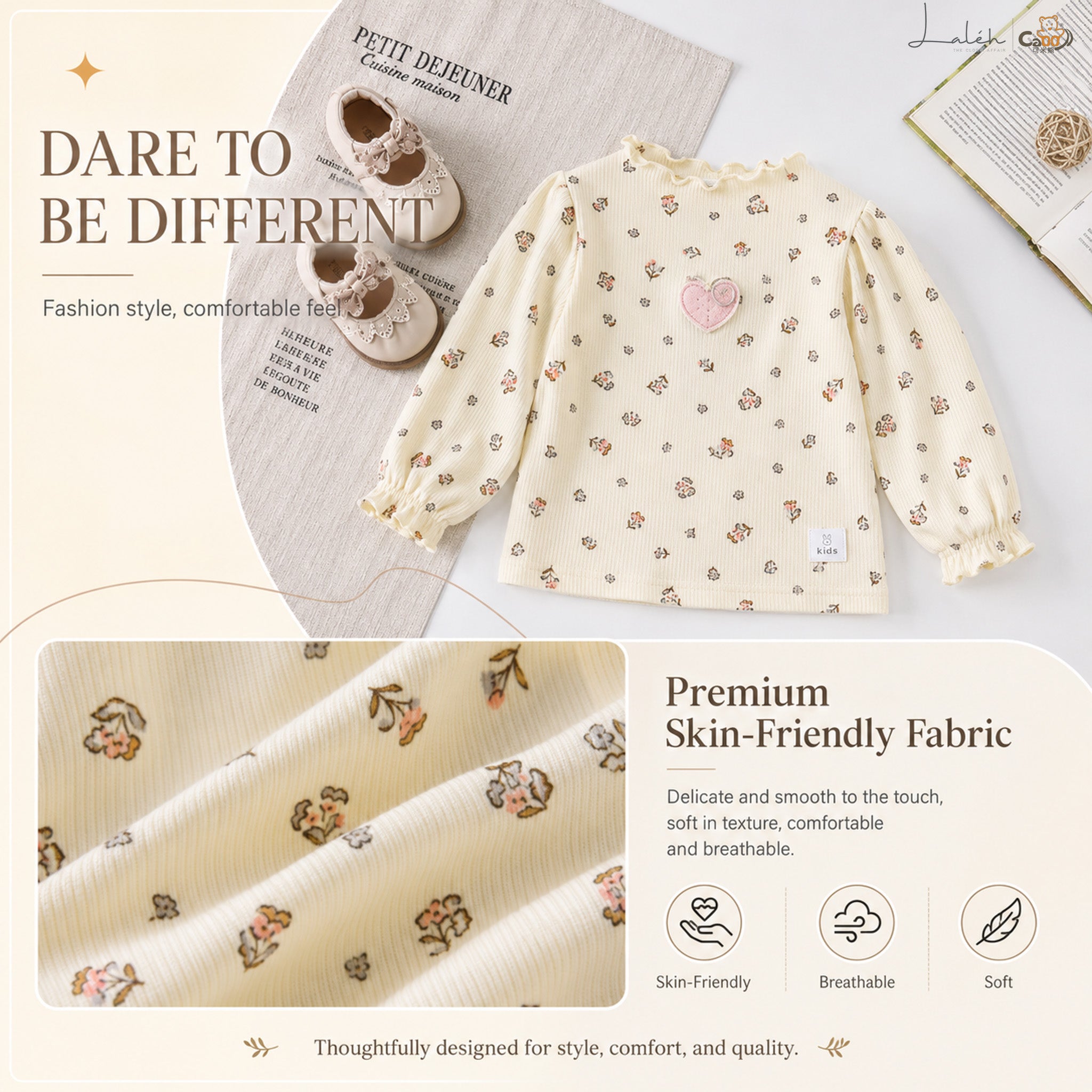 [Sweet Floral Long-Sleeve T-Shirt] Children_s Baby Girls_ Autumn Chic Cute Base Shirt