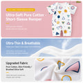 [Pure Cotton Breathable] Baby Summer Short-Sleeve Crawler Clothes Cartoon Cute One-Piece