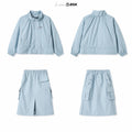 Children_s Set] Spring Girls_ Zipper Cardigan Top Straight-Leg Skirt Half