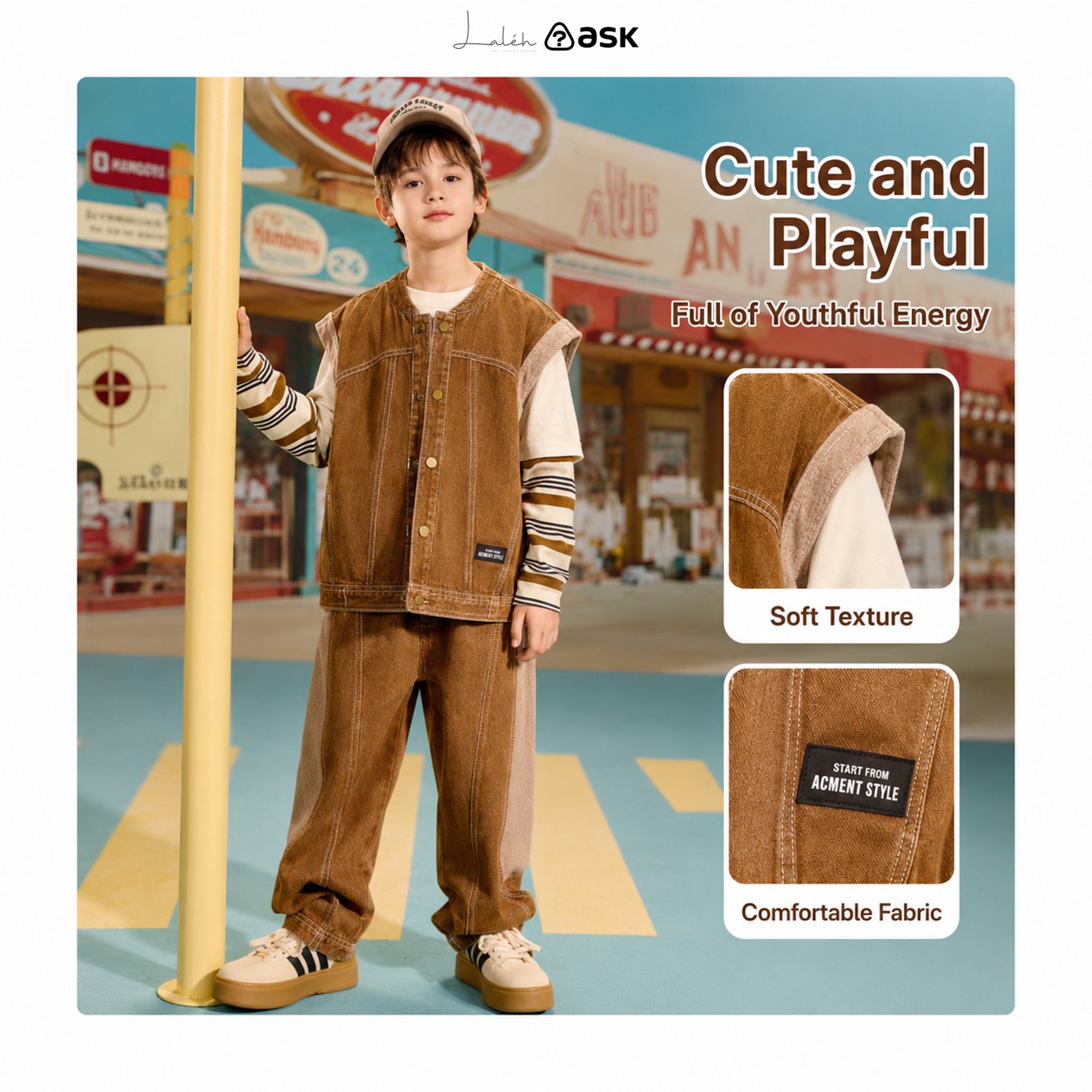 Children_s running sports set, spring boys_ soft denim vest, vest, long pants