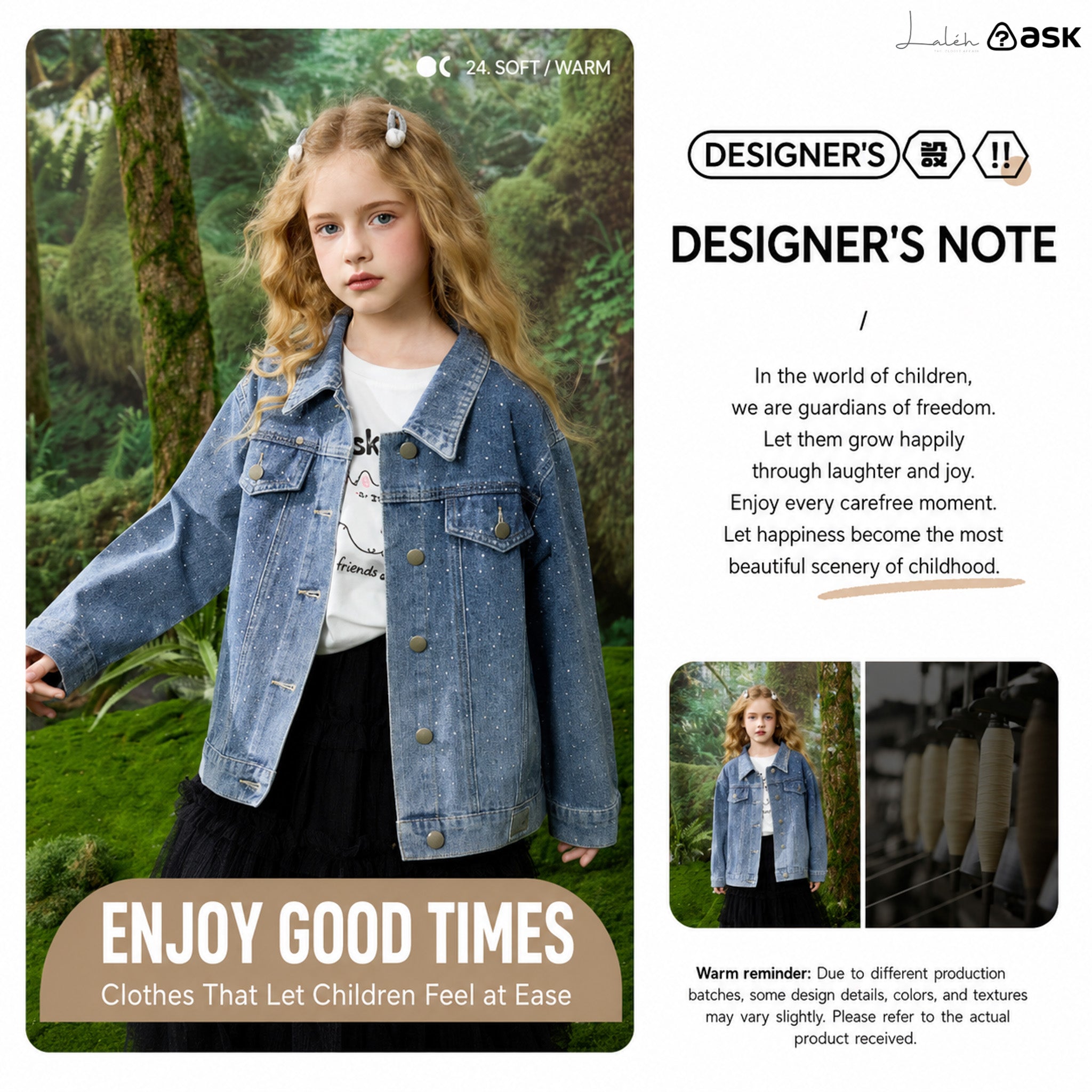Heavy Industry_s rhinestone children_s denim jacket, spring girls_ collared