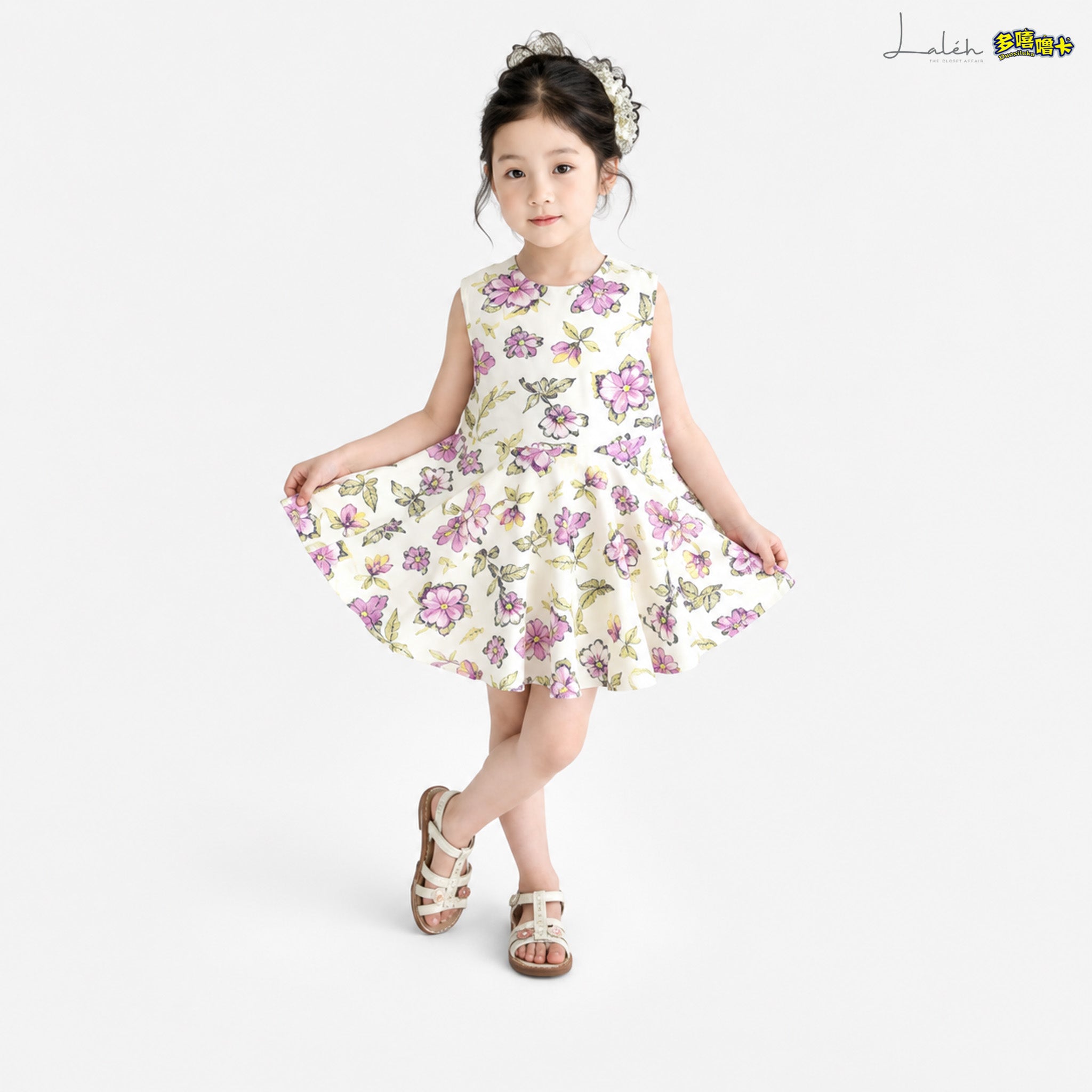[Pure Cotton Breathable] Children_s summer cartoon dress, baby girl_s stylish versatile
