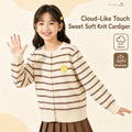 Girls Striped Knit Cardigan – Cream & Brown, Yellow Heart