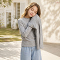 Wave Collar Solid Color Versatile Base Layer] Girls_ spring children_s inner layer