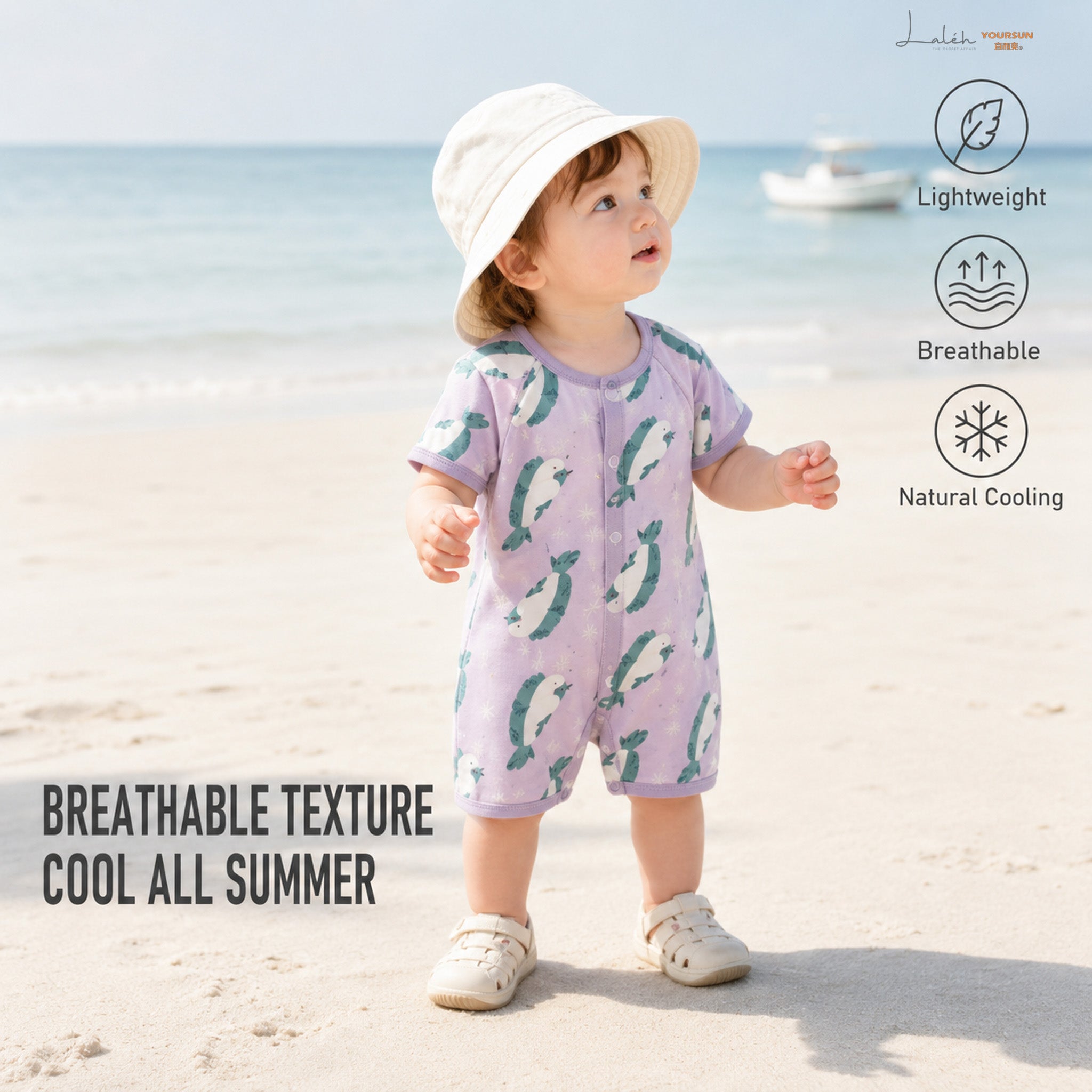 [Cool at the touch] Baby short-sleeve jumpsuit summer thin style baby smoothie cotton