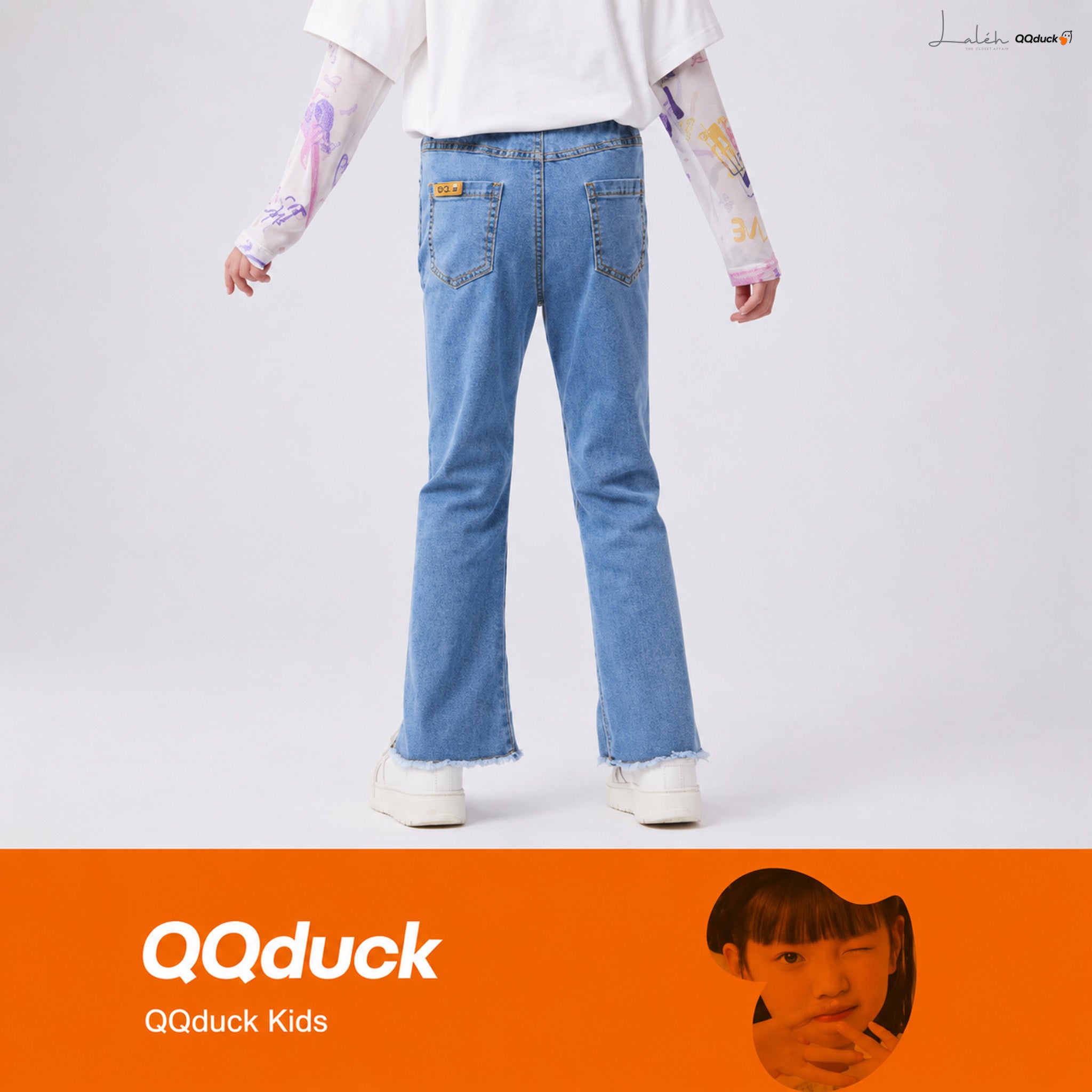 [Height and Slimming] Spring hot-selling girls_ sweet slightly flared pants with slit cuffs,