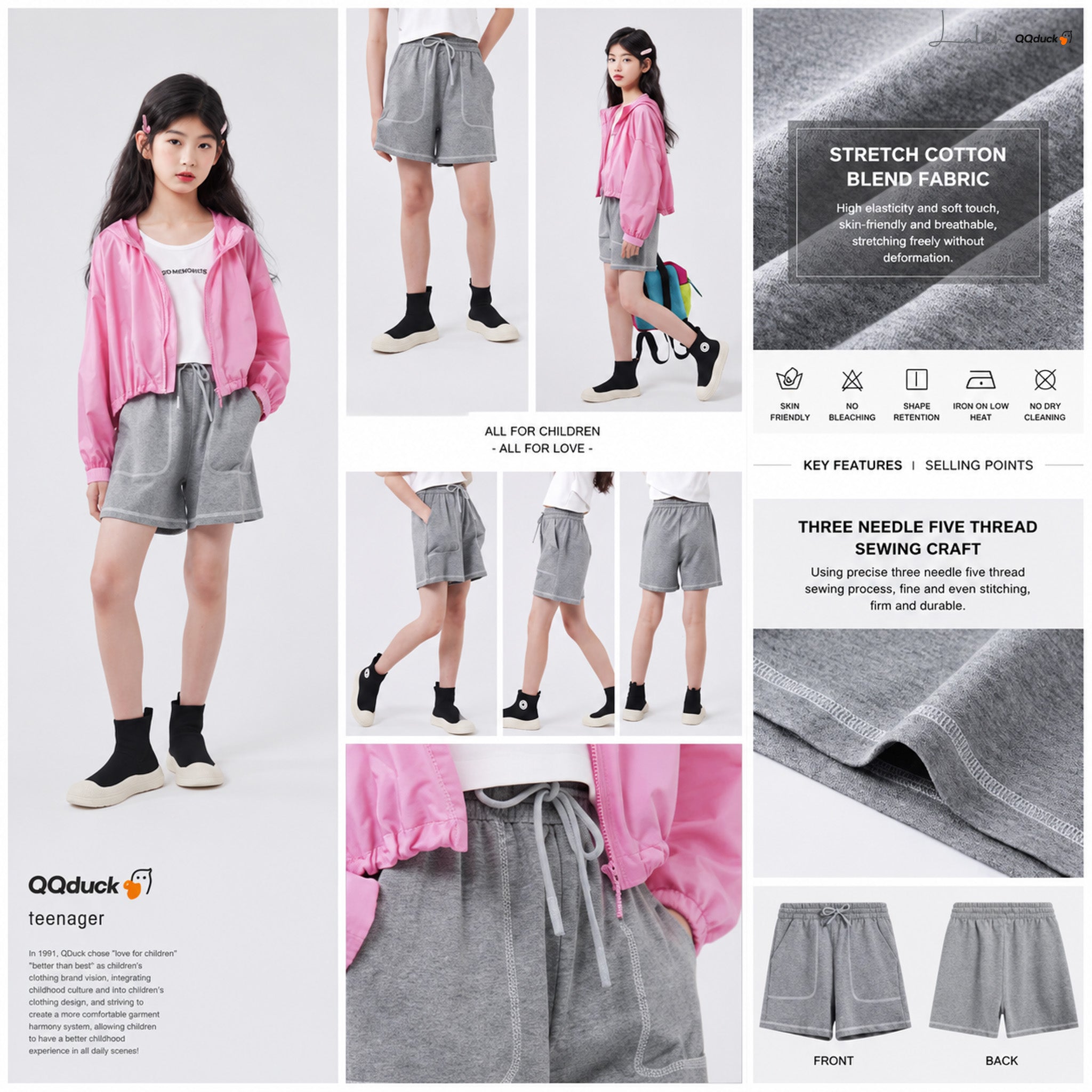 Summer girls_ knit breathable shorts, children_s fashion casual