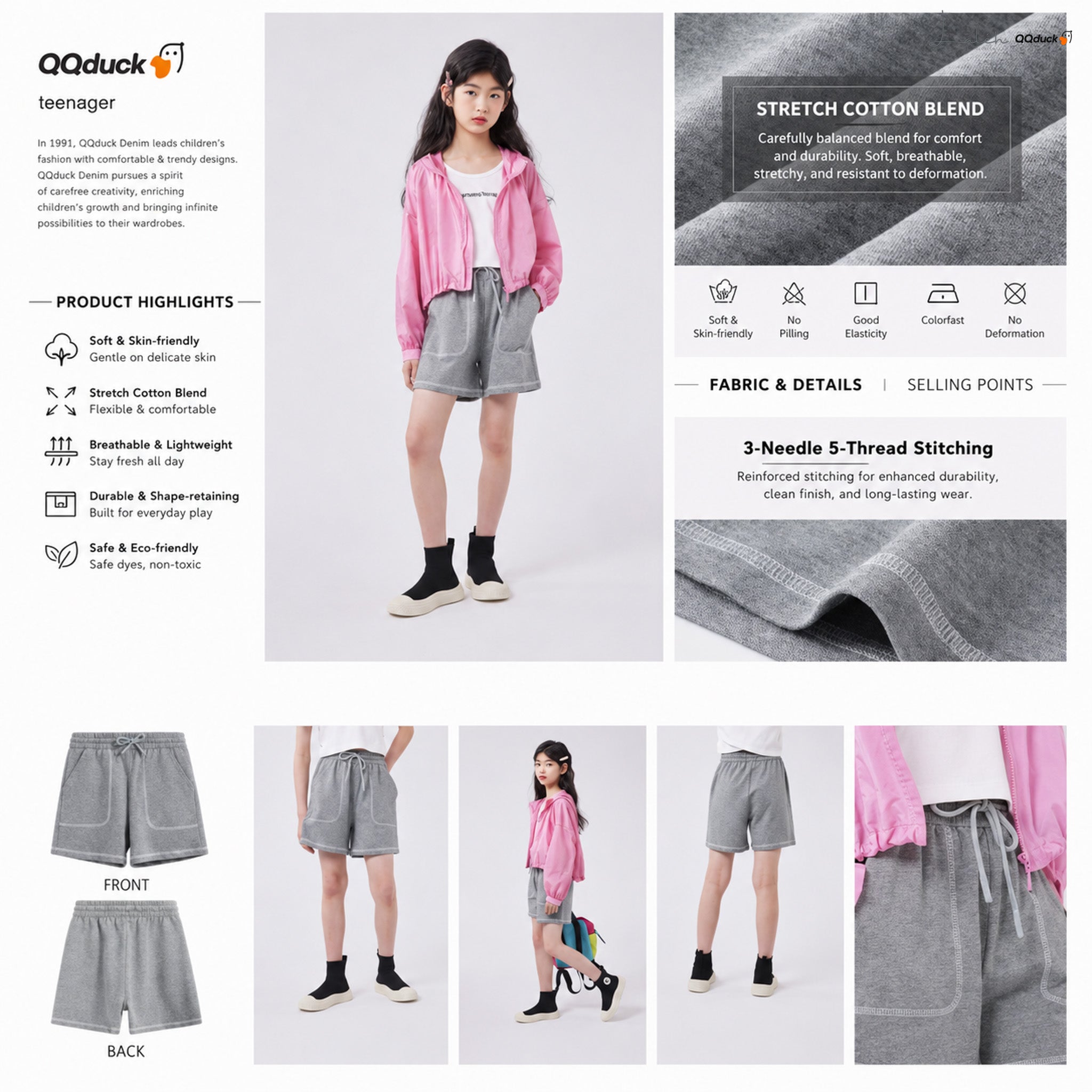 Summer girls_ knit breathable shorts, children_s fashion casual