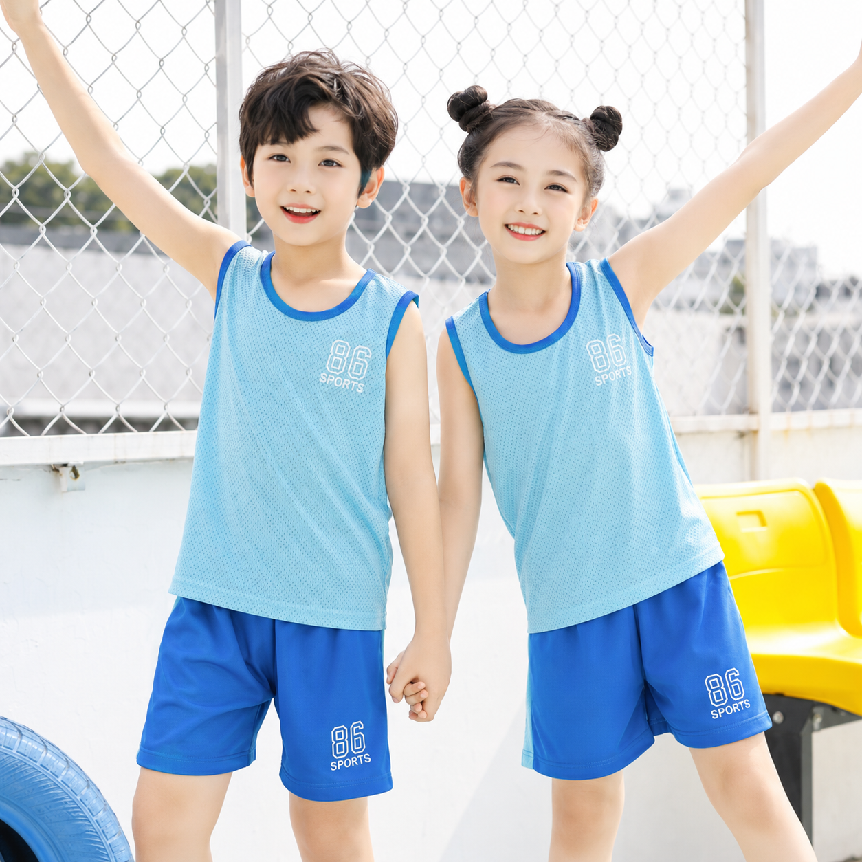 [Breathable Sports Set] SpringSummer Children_s Vest, Boys and Girls Sportswear