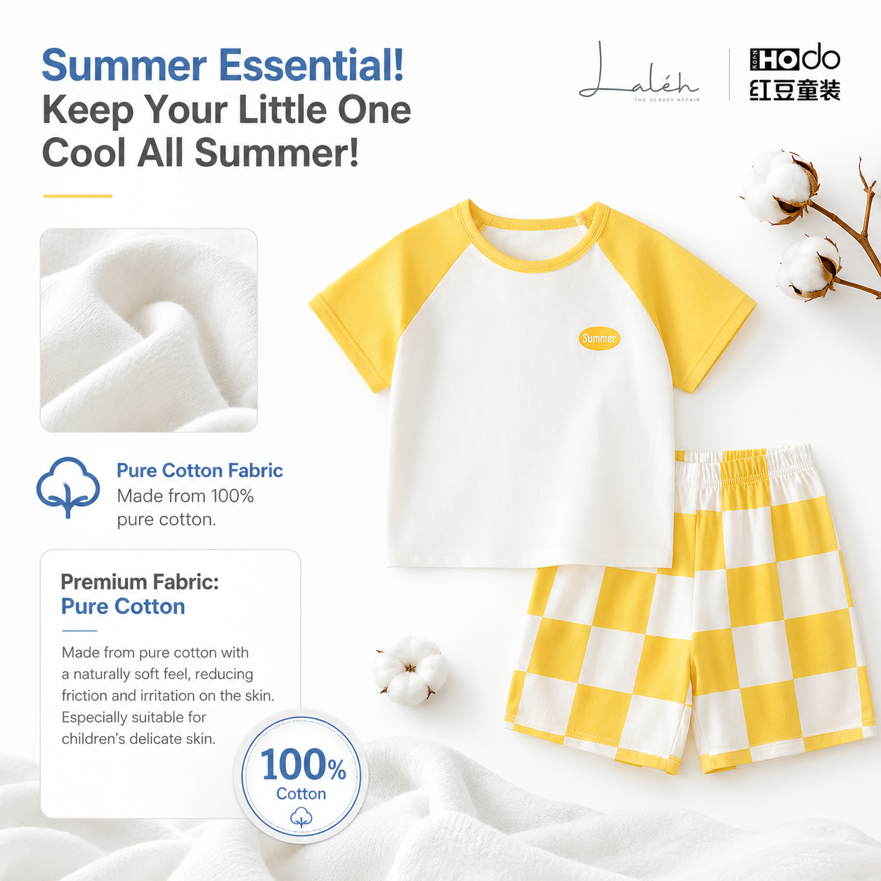 [100_ Cotton] Children_s short-sleeved shirts and shorts, homewear, boys and girls_ summer