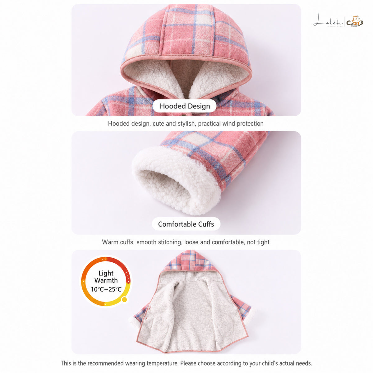 [Light Luxury Woolen Jacket] Children's Winter Fleece-Lined Mid-Length Coat for Girls, Trendy