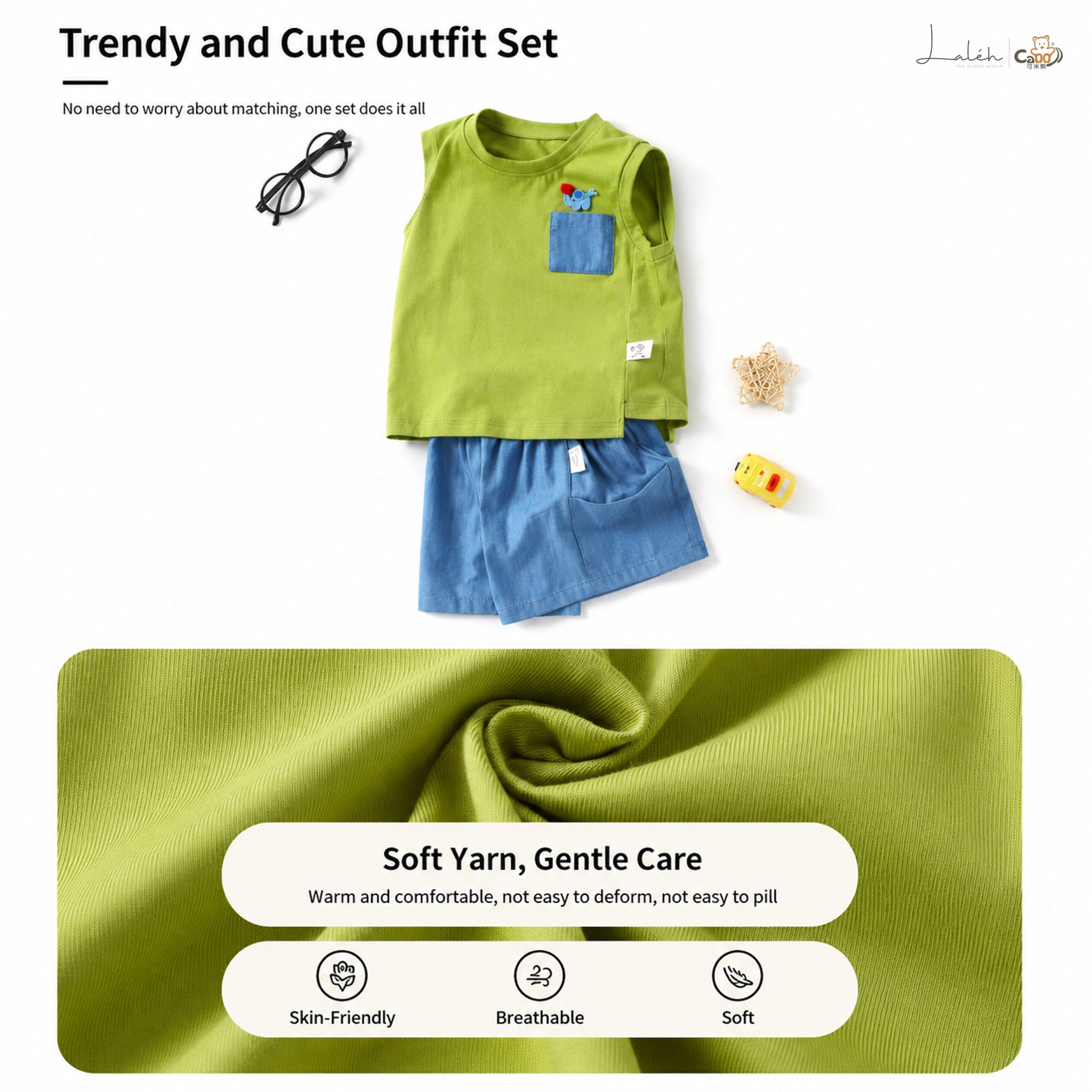 [Comfortable Cute Vest Set] Children_s Summer Stylish Versatile Sleeveless Shorts Set for kids