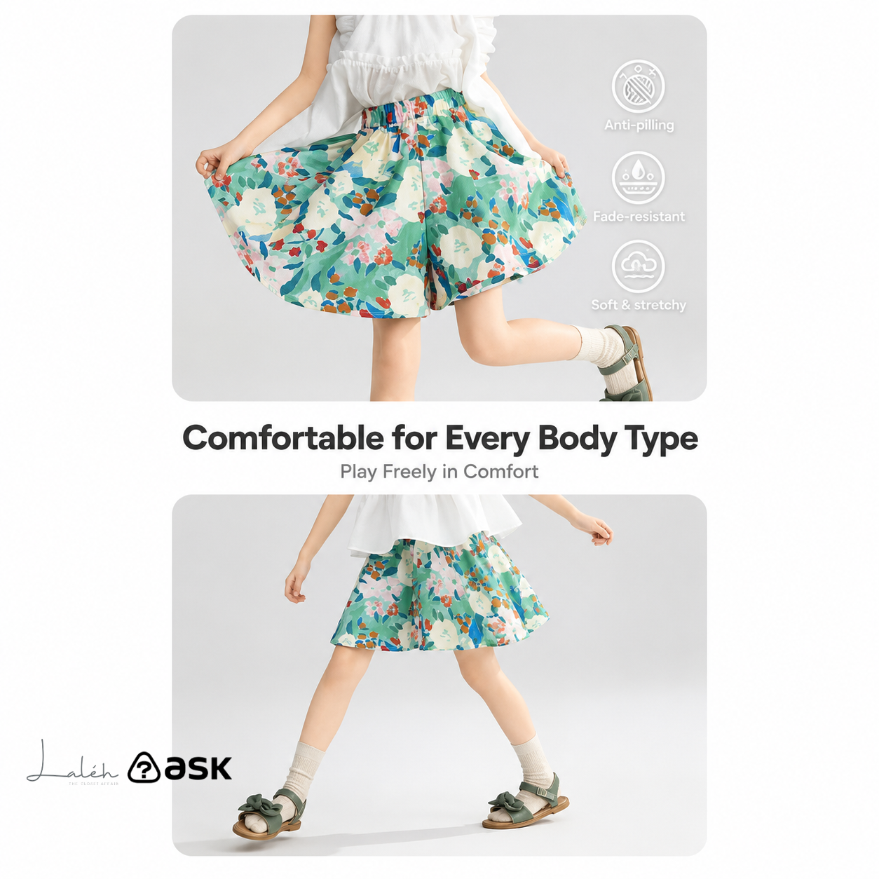 Children_s pants 2026 summer medium-large kids shorts, skirt pants, floral casual pants