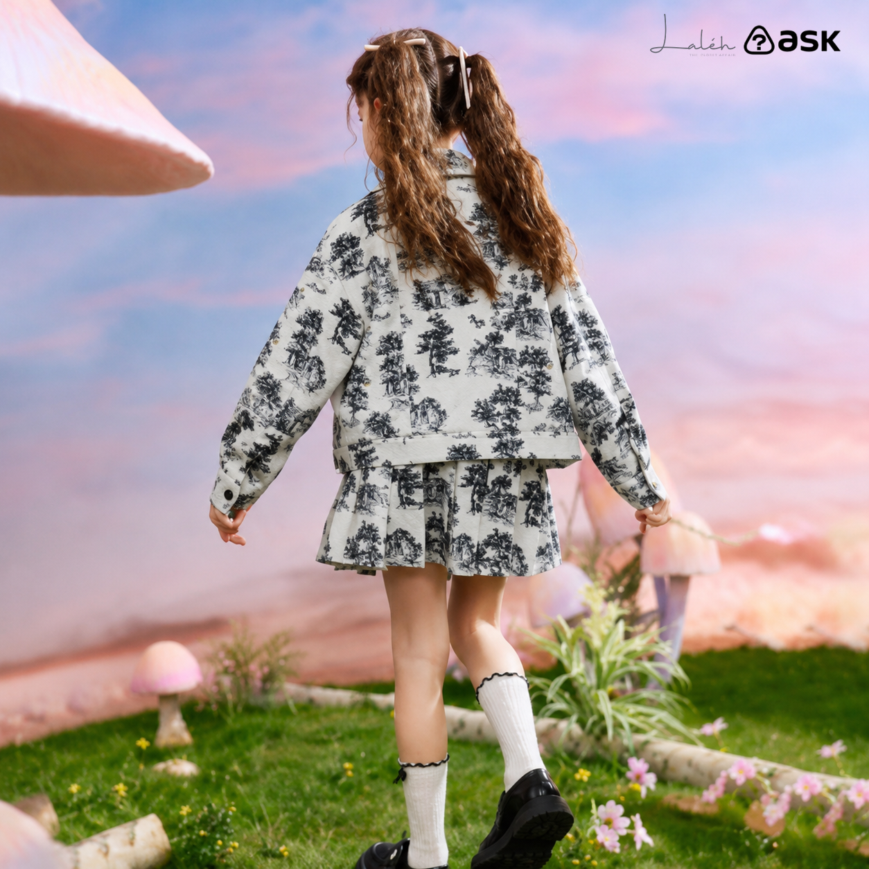 Girls_ sportswear set, spring children_s Chinese style full-print jacket,