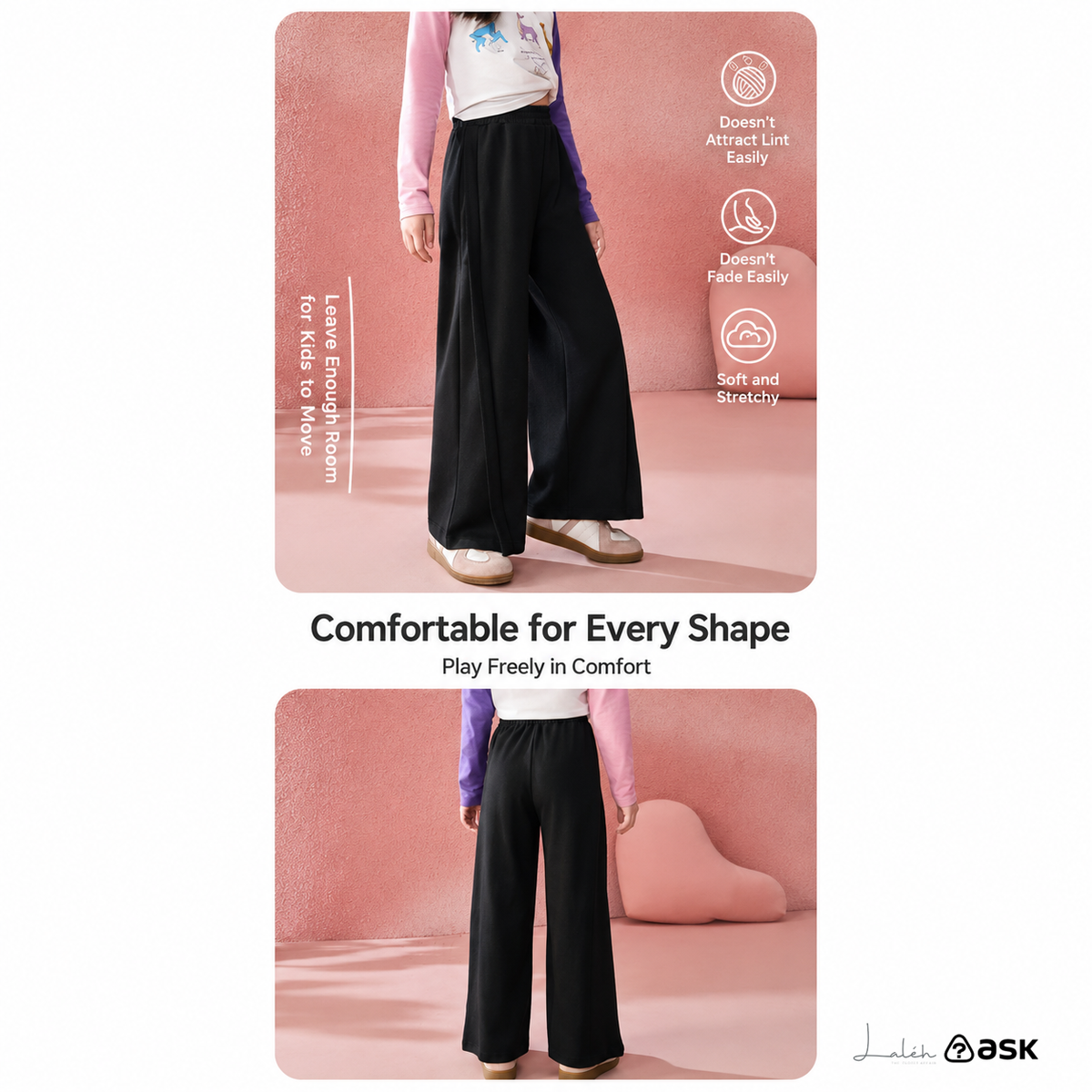 Girls_ pants, spring knit plain weave children_s long pants, straight-leg pants