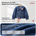 Girls Denim Jacket – Peter Pan Collar, Floral Embroidery