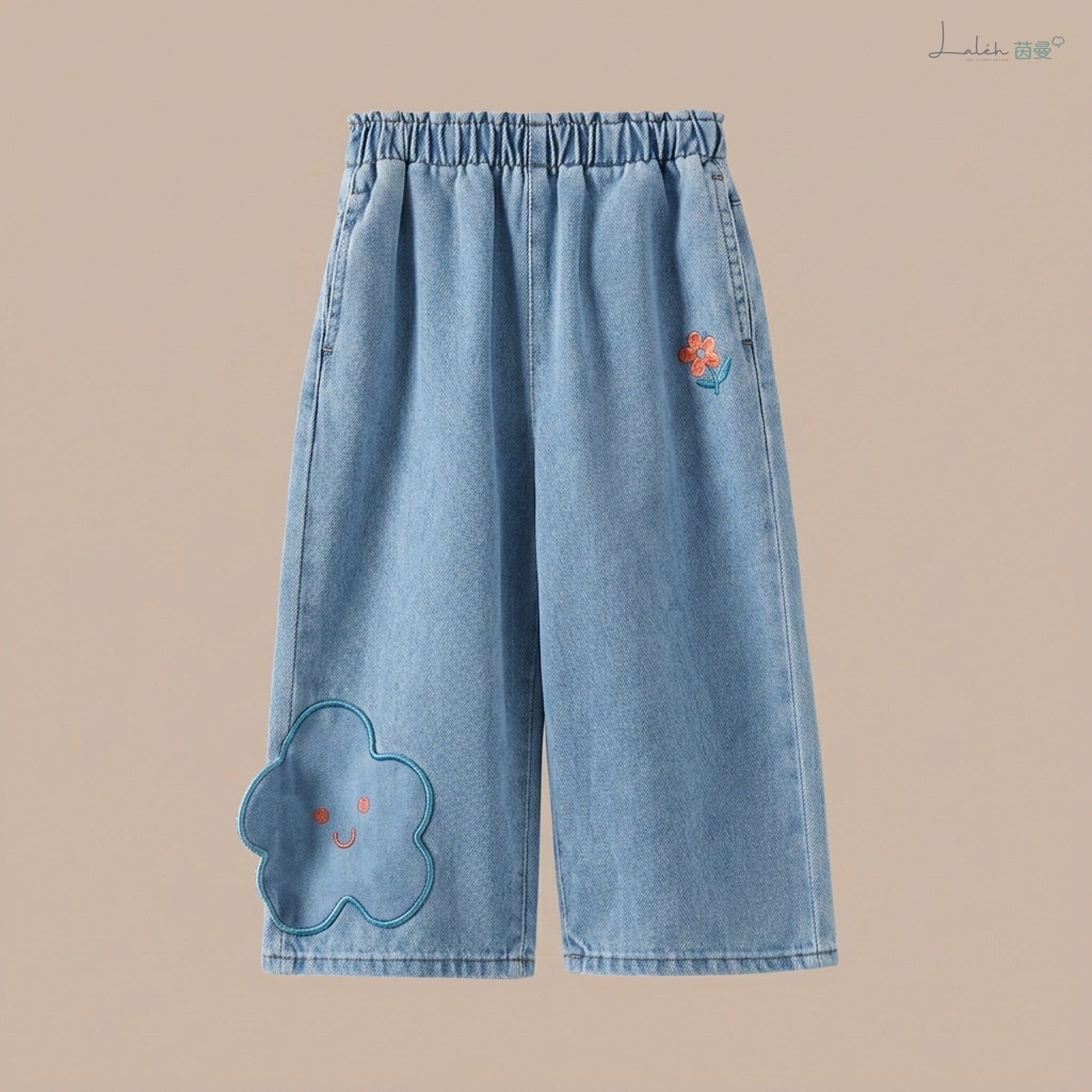 Girls_ pants 2026 springsummer embroidered sequin pure cotton straight-leg pants,