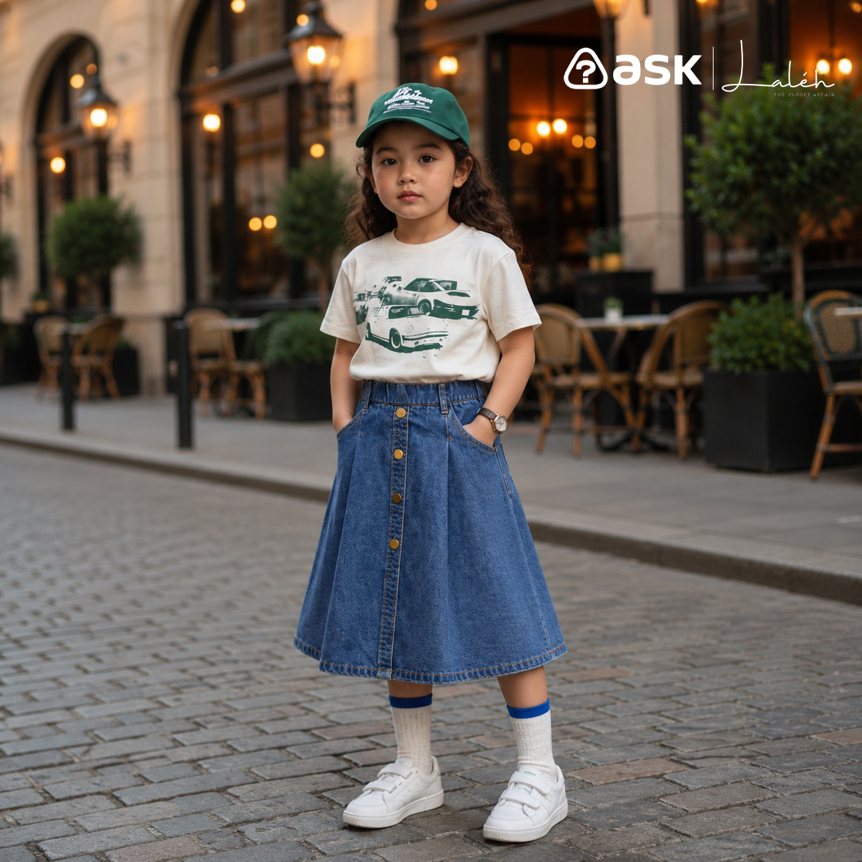 [Denim Skirt] Girls_ Skirt Summer Princess Skirt Large Pocket Children_s Skirt