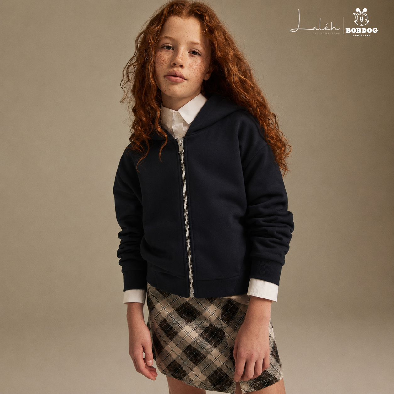 [Double-layer Lace Design] Girls_ hooded jacket, autumnwinter design sense zip-up top