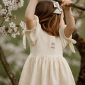 Girls_ summer dress with soft and breathable bow cuffs, Minnie embroidered