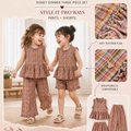 Summer Three-Piece Set] Children_s short-sleeve T-shirt, shorts, cropped pants, girls