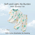 [Pure Cotton Mesh Homewear] Children_s short-sleeve three-quarter pants pajama set