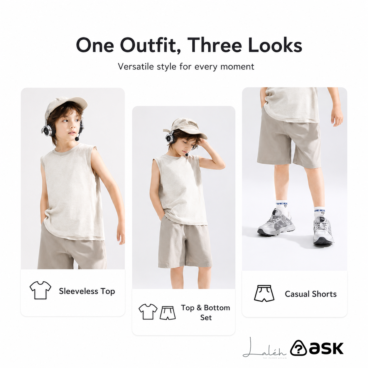 Moisture-wicking, quick-drying, cool, antibacterial boys_ set, summer vest