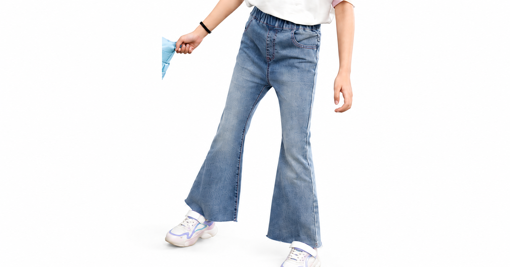 Girls_ jeans, summer flared pants, versatile children_s sports running