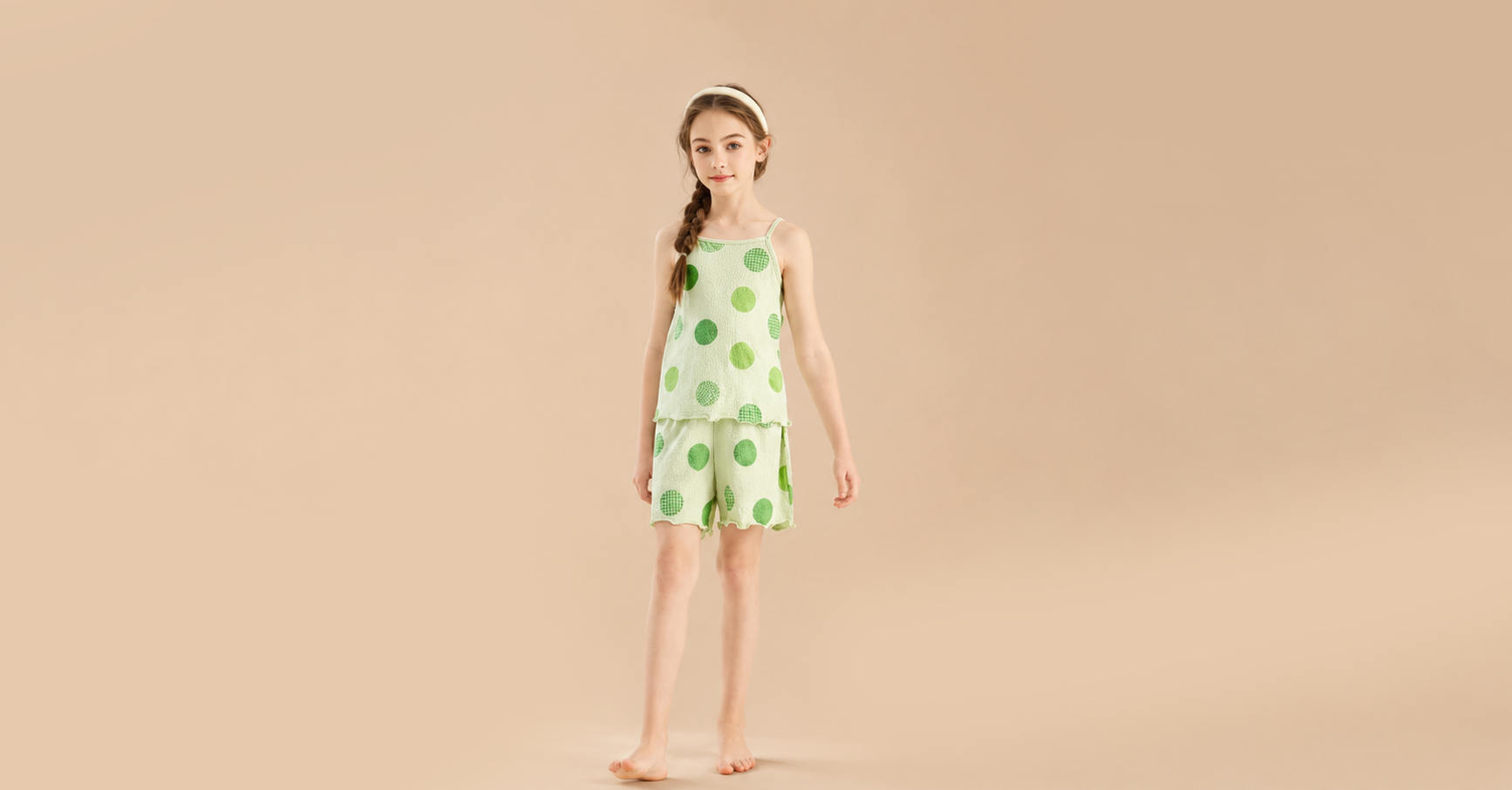 Pure Cotton 7A Antibacterial] Children_s summer pajama set, camisole shorts