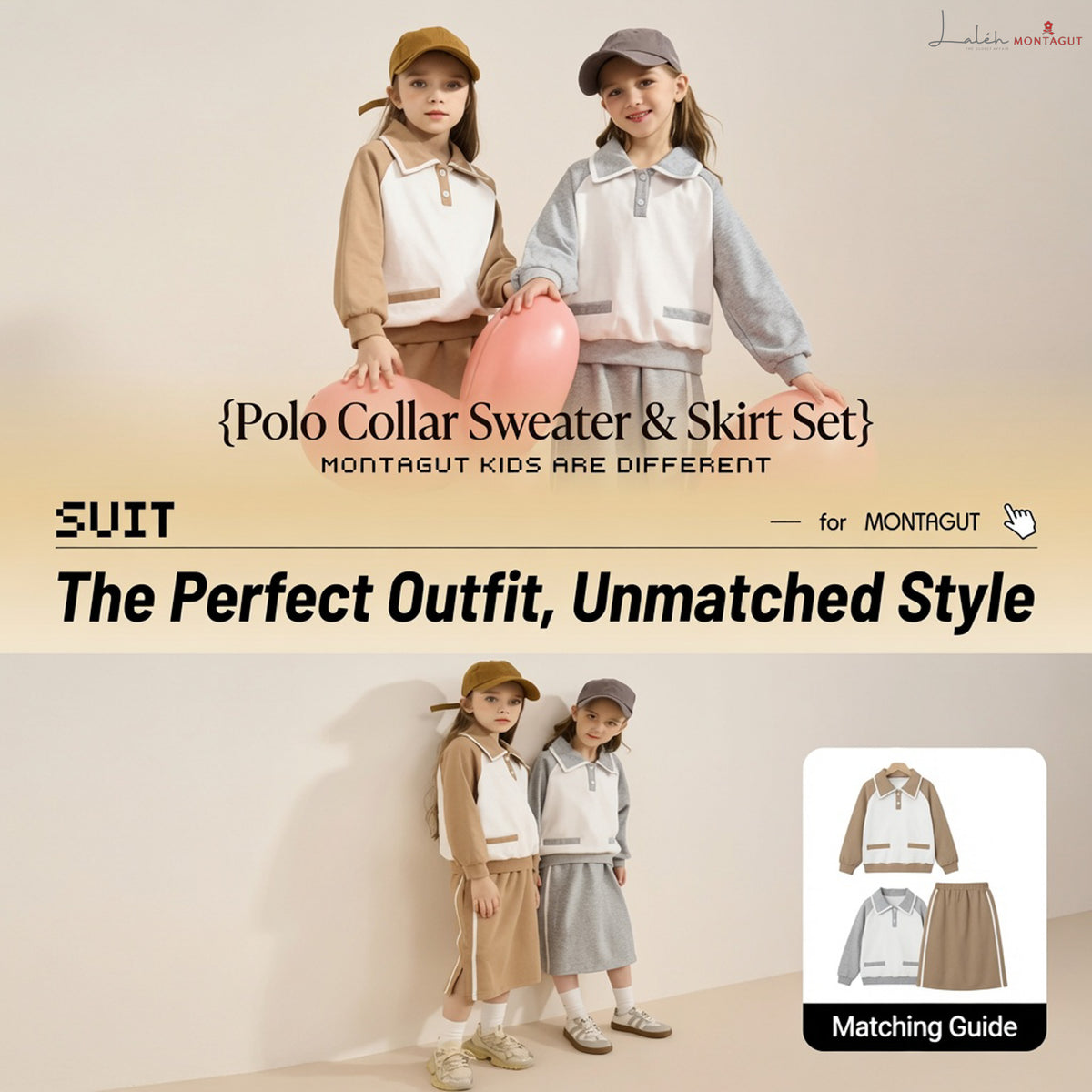Girls Sweatshirt & Skirt Set – Jacket-Style Two-Piece