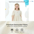 Girls_ summer dress with soft and breathable bow cuffs, Minnie embroidered