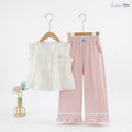 [Tencel Two-Piece Set] Children_s summer girls_ elegant tops and trousers, fashionable casual