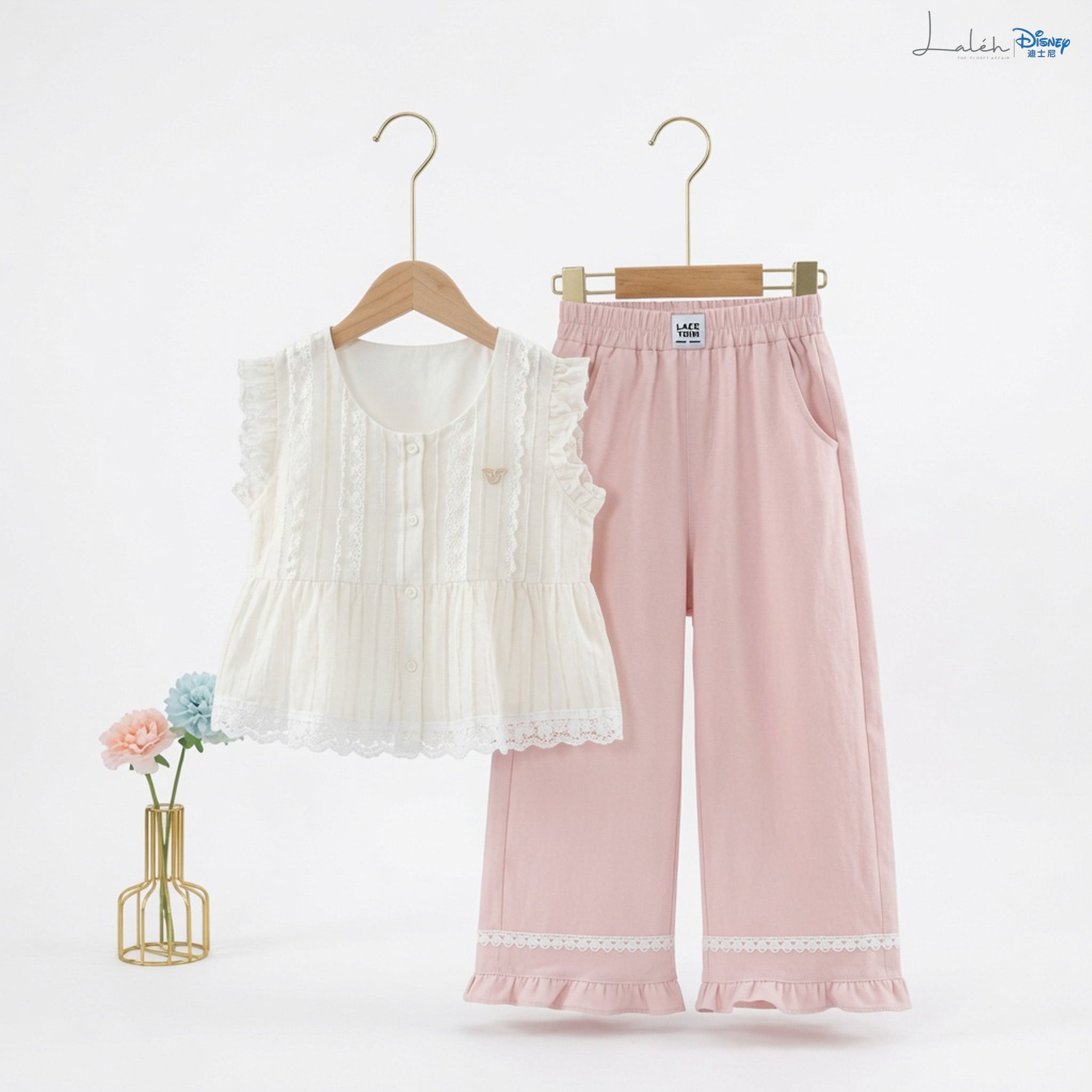 [Tencel Two-Piece Set] Children_s summer girls_ elegant tops and trousers, fashionable casual
