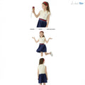 Children_s dress, summer style, girl_s elegant polo collar, collegiate style, sleeveless pleated