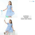 Girls_ dress, summer children_s dress, elegant mesh lace puff sleeves, mid-to-large kids dress