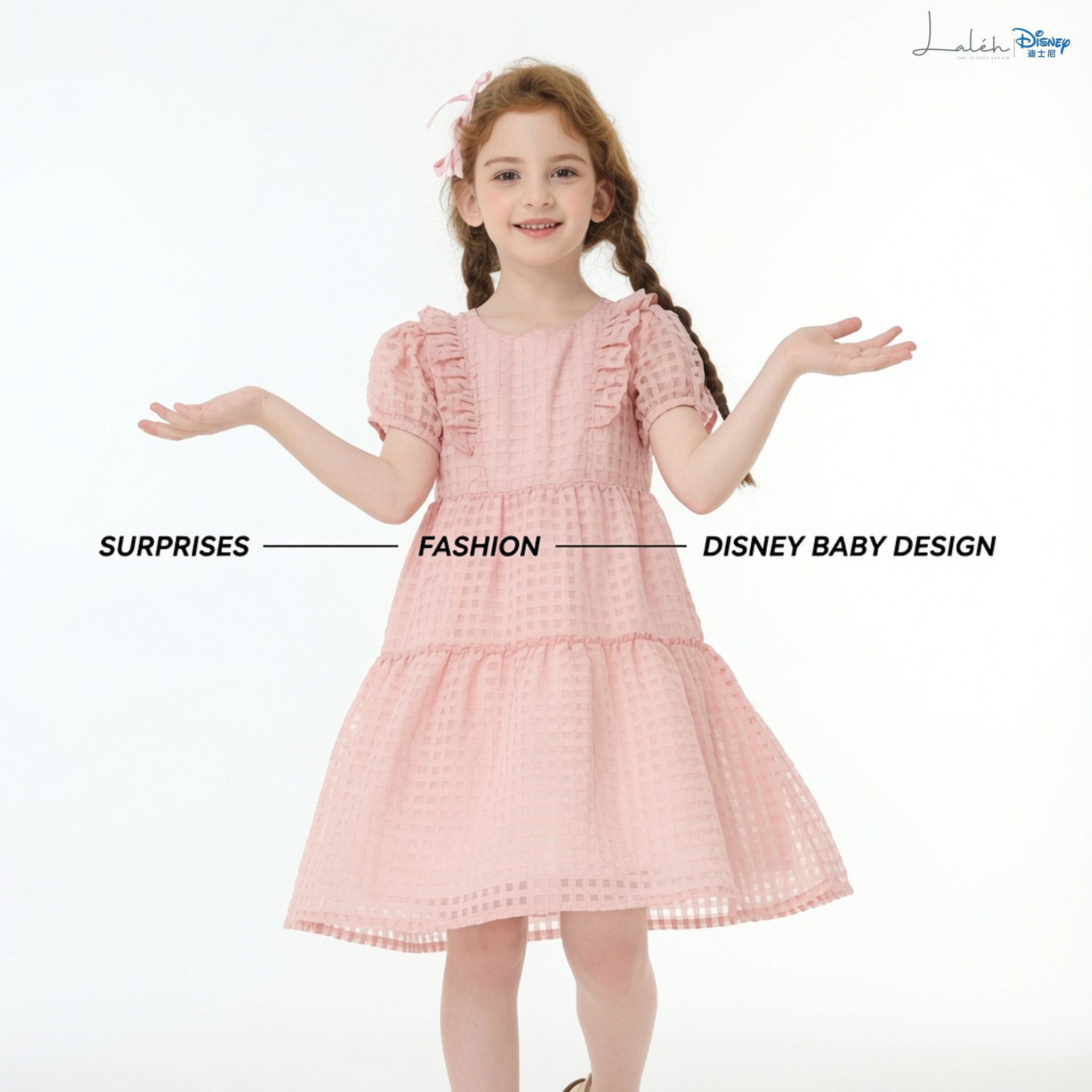 Girls_ dress, summer children_s dress, elegant mesh lace puff sleeves, mid-to-large kids dress