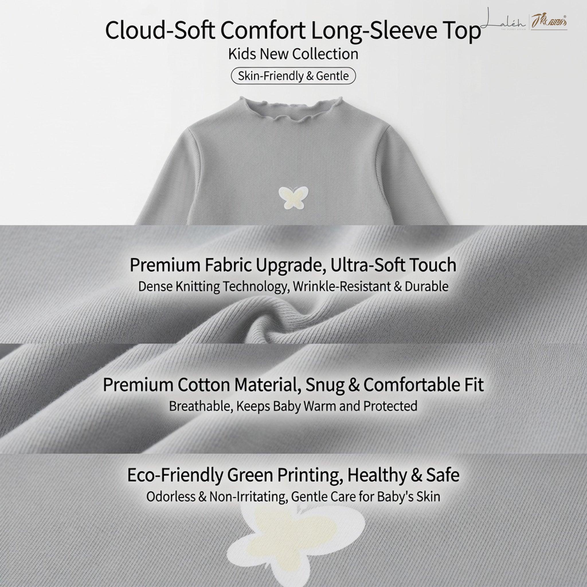 Soft and Skin-Friendly] Girls_ long-sleeve base shirt, mid-size and large kids, skin-friendly