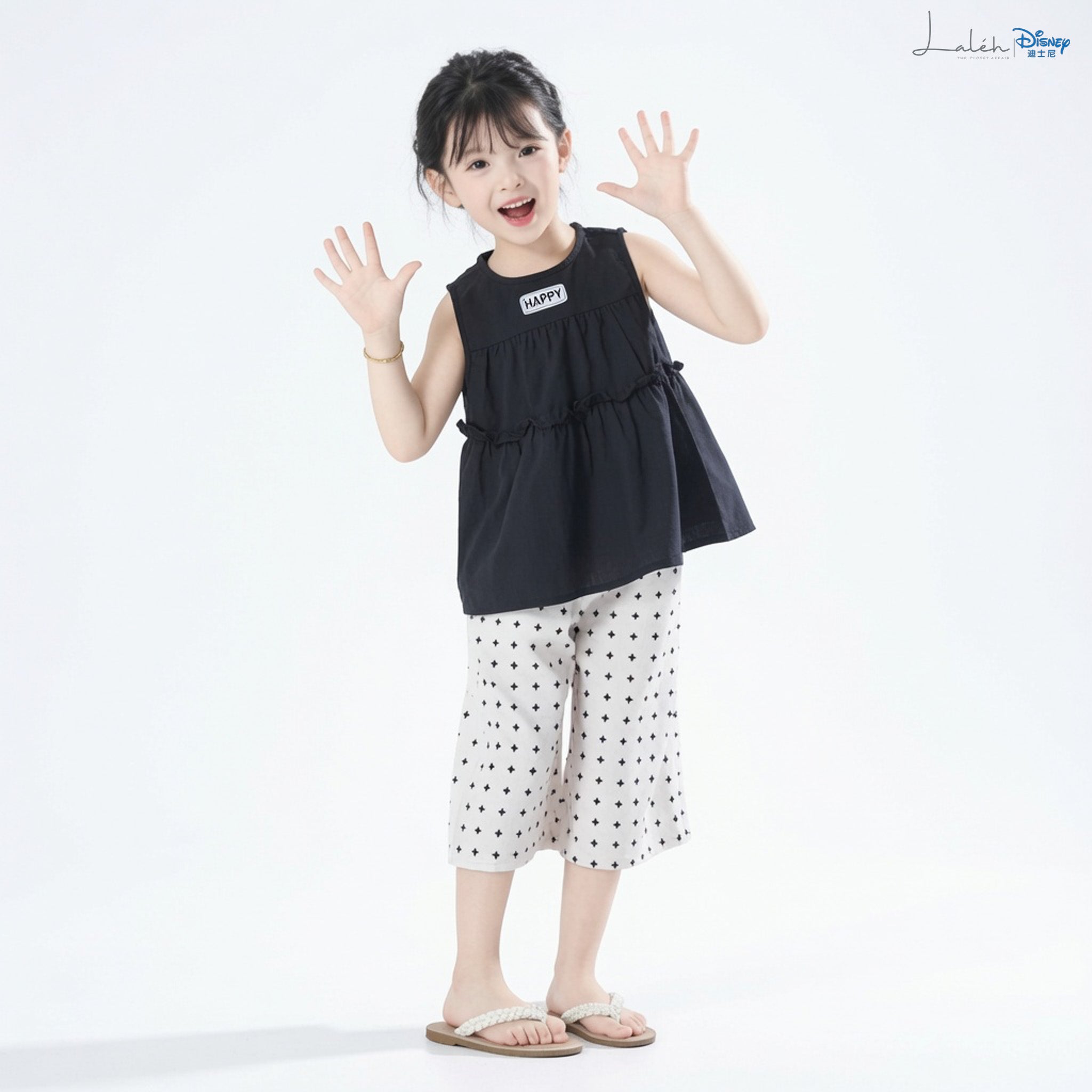[Two-Piece Set] Children_s Set, Summer Wide-Leg Pants, Girls_ Tops, Casual Set for Middle
