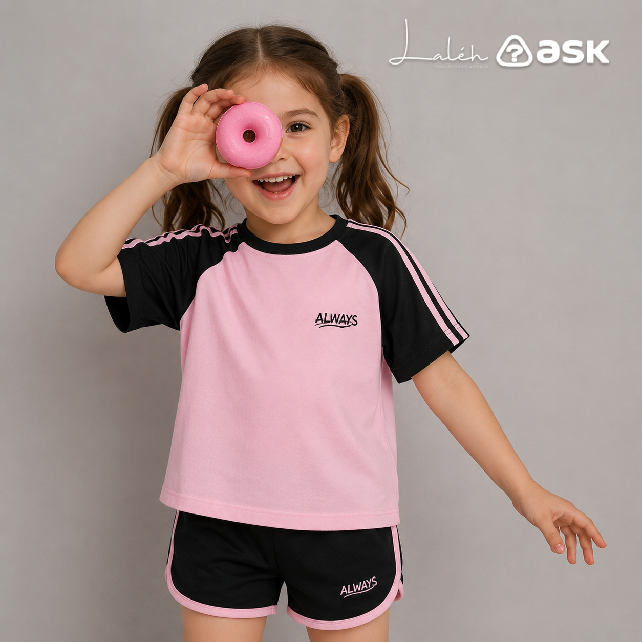 Girls_ Summer Short Sleeve and Shorts Sports Two-Piece Set, Thin Breathable
