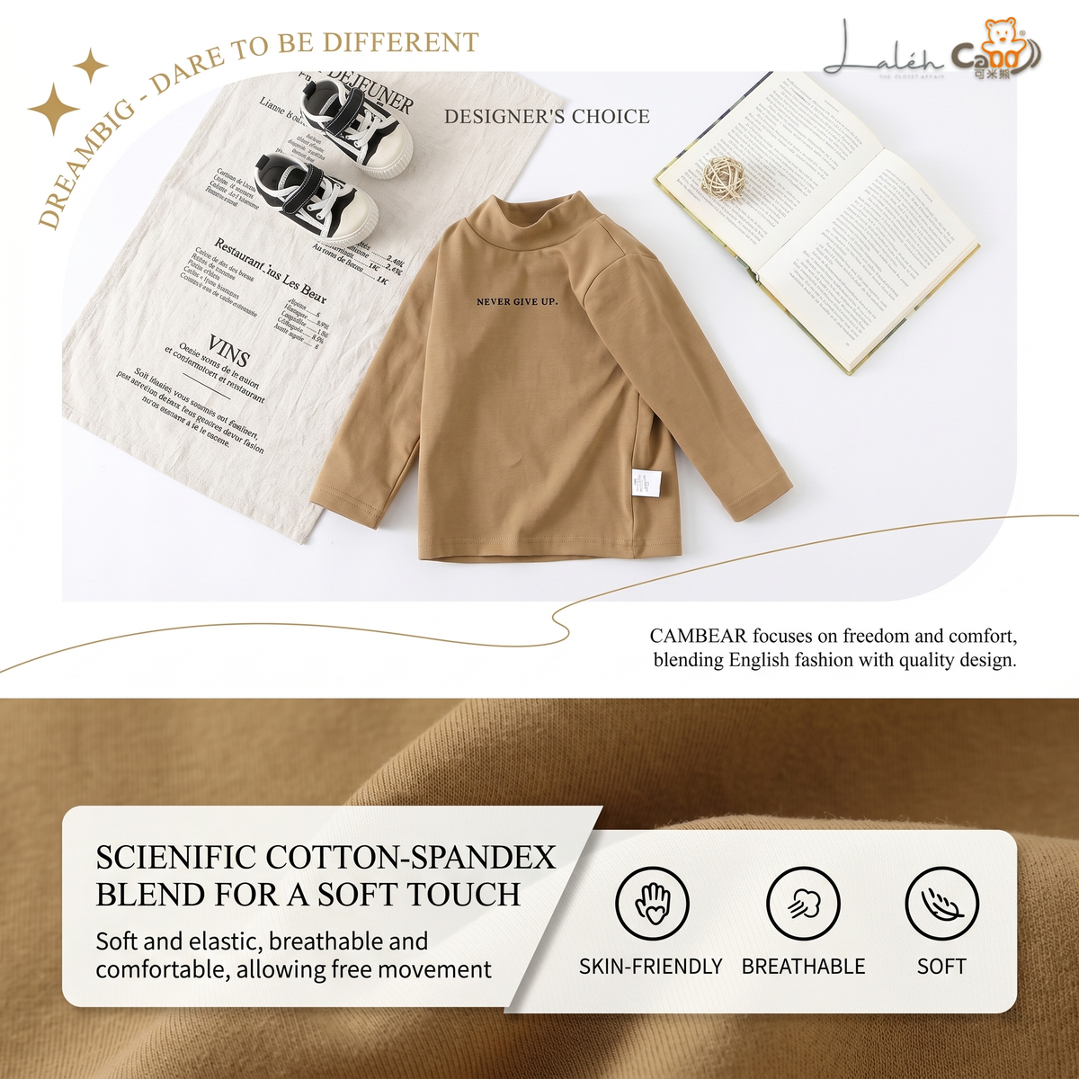 [Stylish Versatile Mid-High Neck T-Shirt] Children_s Boys_ AutumnWinter Simple Base